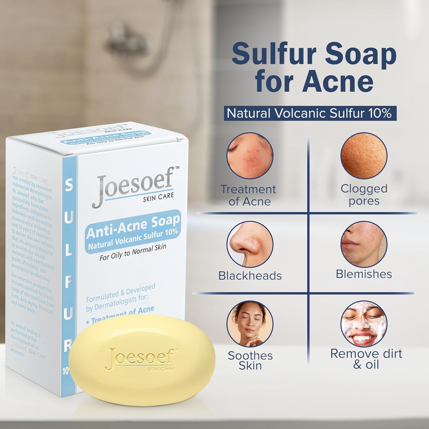 Sulfur Soap for Acne Pharmaceutical Grade Dermatologists Approved for Acne Rosacea 100G